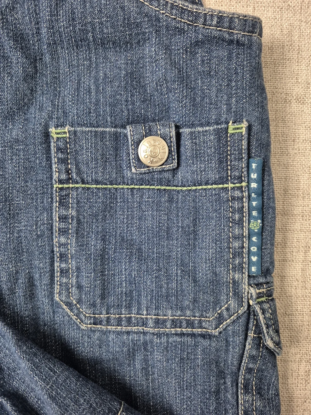 Vintage Y2k Koala Kids Baby Boys 12M Denim Turtle Shortalls & T-Shirt Set